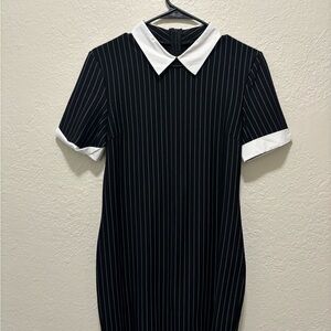 Classic Black and White Striped Dress